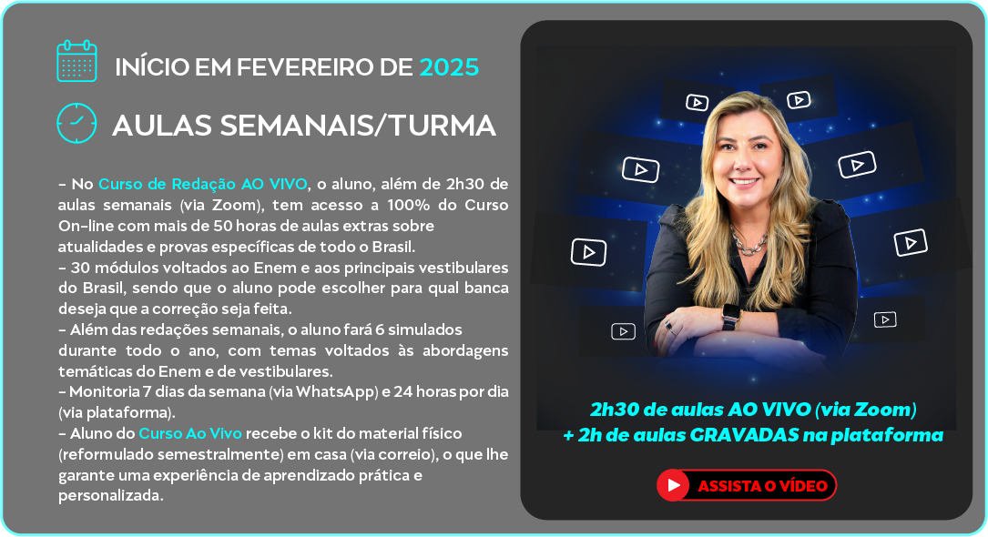 Curso Ao Vivo de redação para Enem e Vestibular