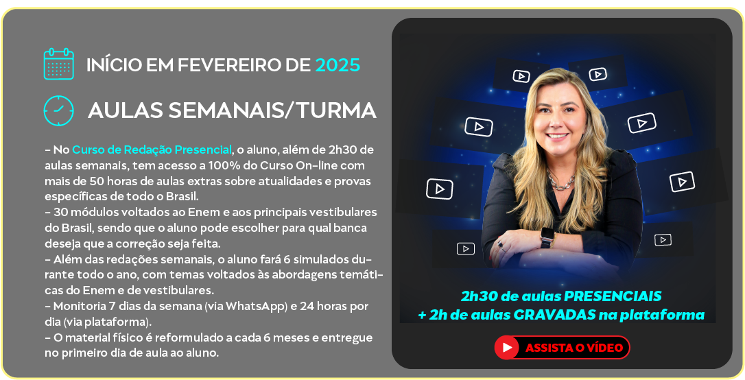 Curso Presencial de redação para Enem e Vestibular